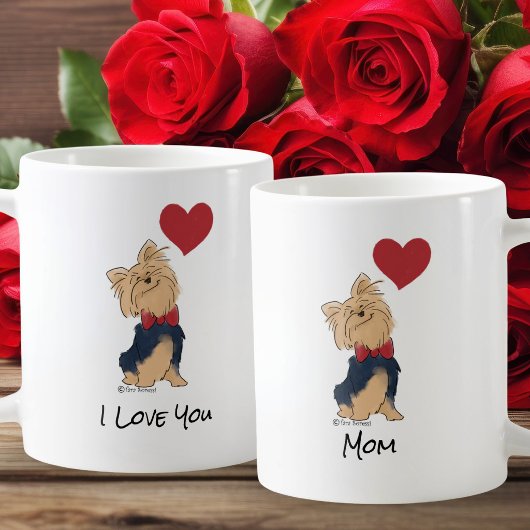Personalized Message Love You Yorkie Cute Dog Art Kaffeetasse