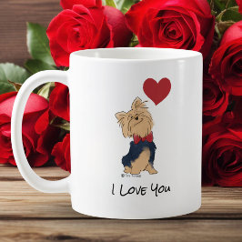 Personalized Message Love You Yorkie Cute Dog Art Kaffeetasse