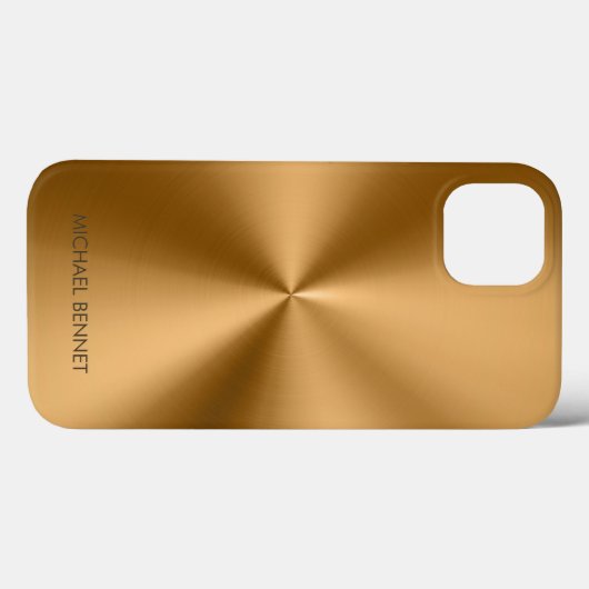 Personalized Metallic Radial Gold Texture Case-Mate iPhone Hülle (Rückseite (Horizontal))
