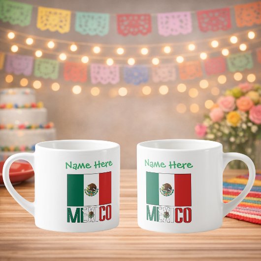 Personalized Mexico Flag Name Design Espressotasse