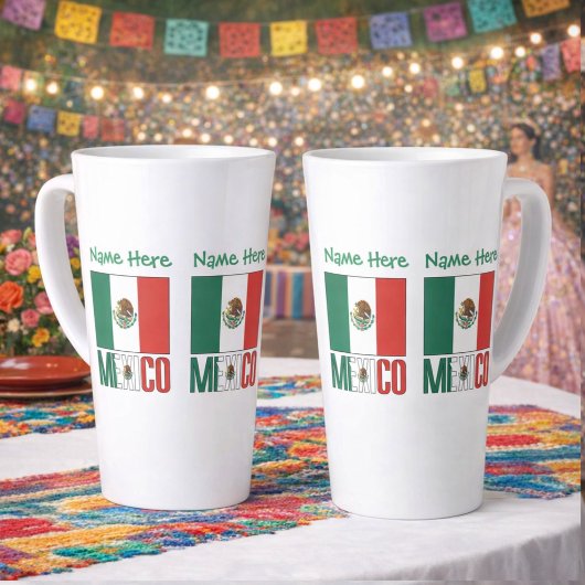 Personalized Mexico Flag Name Design Large Milchtasse