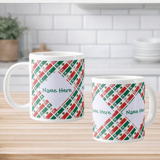 Personalized Mexico Flag Tiled Jumbo-Tasse