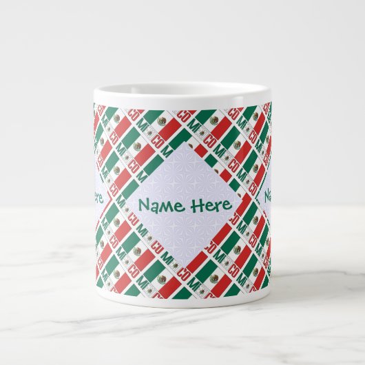 Personalized Mexico Flag Tiled Jumbo-Tasse (Vorderseite)