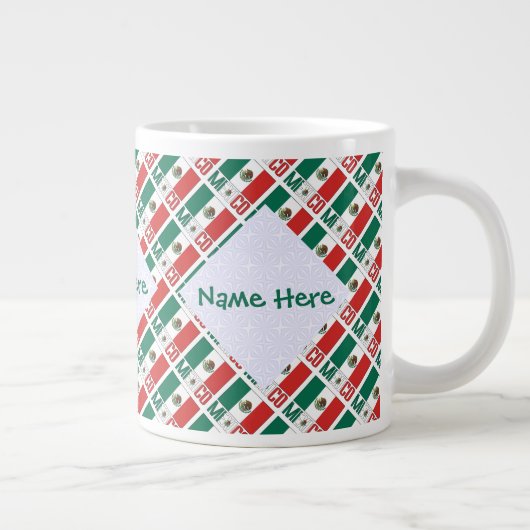 Personalized Mexico Flag Tiled Jumbo-Tasse (Rechts)