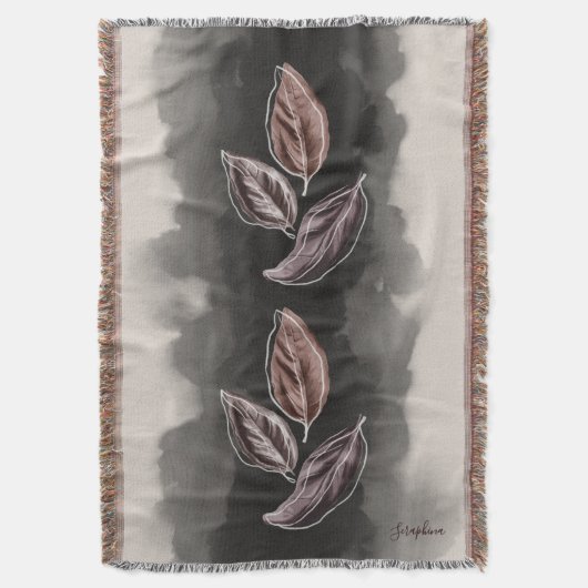 Personalized Mid-century Modern Botanical Leaves  Decke (Vorderseite Vertikal)