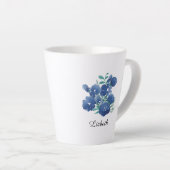 Personalized Midnight Bloom Blue Floral Latte Mug Milchtasse (Rechte Ecke)