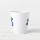 Personalized Midnight Bloom Blue Floral Latte Mug Milchtasse (Vorderseite)