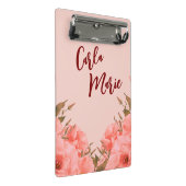 Personalized Mini Clipboard | Pink Floral Design Klemmbrett (Schrägansicht)