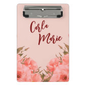 Personalized Mini Clipboard | Pink Floral Design Mini Klemmbrett (Vorderseite)