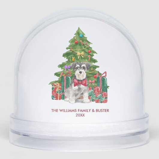Personalized Miniature Schnauzer Dog Christmas Schneekugeln (Vorderseite)