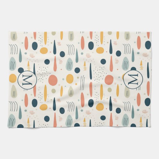 Personalized Minimal Abstract Boho Pastel Colors Geschirrtuch (Horizontal)