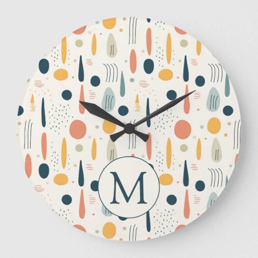 Personalized Minimal Abstract Boho Pastel Colors Große Wanduhr (Vorderseite)