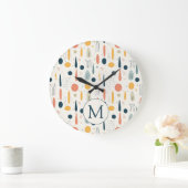 Personalized Minimal Abstract Boho Pastel Colors Große Wanduhr (Zuhause)