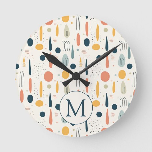 Personalized Minimal Abstract Boho Pastel Colors Runde Wanduhr (Vorderseite)