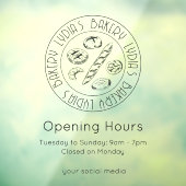 Personalized Minimal Bakery Opening Hours Logo Fensteraufkleber (Blatt 3)
