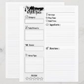 Personalized Minimal Basic Blank Recipe Page Sheet (Vorne/Hinten)