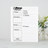 Personalized Minimal Basic Blank Recipe Page Sheet (Stehend Vorderseite)