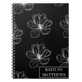 Personalized Minimal Black Floral with Name Notizblock (Vorderseite)