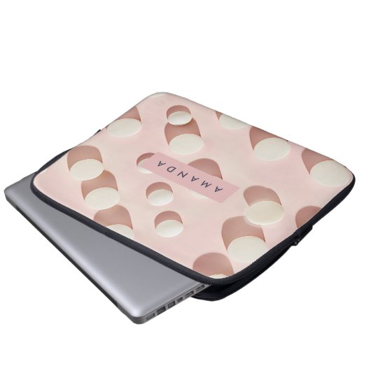Personalized Minimal Blush Pink Circles Style Laptopschutzhülle (Vorne Knopf)