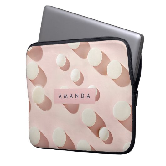 Personalized Minimal Blush Pink Circles Style Laptopschutzhülle (Vorderseite Links)