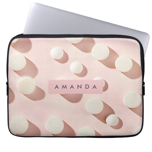 Personalized Minimal Blush Pink Circles Style Laptopschutzhülle (Vorderseite)