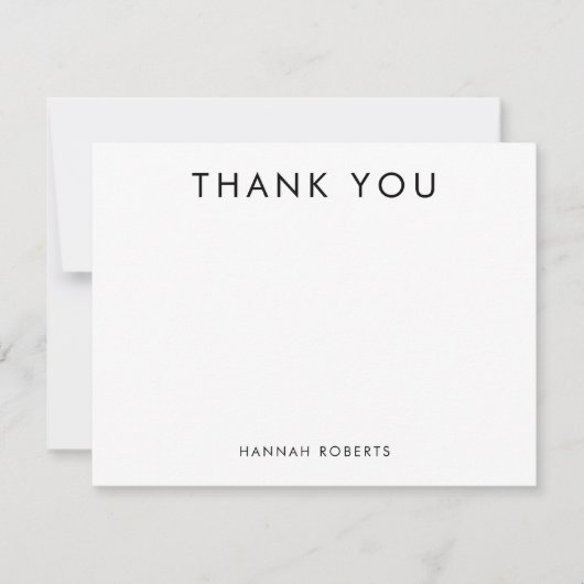 Personalized Minimal Modern Black and White Dankeskarte (Vorderseite)