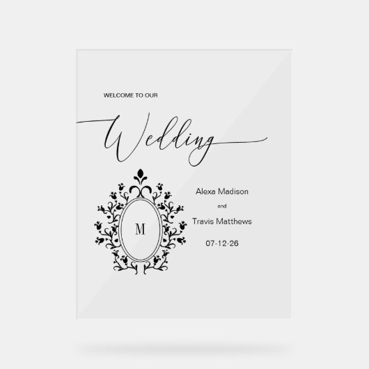 Personalized Minimal Monogram Wedding sign Acrylschild (Vorderseite)