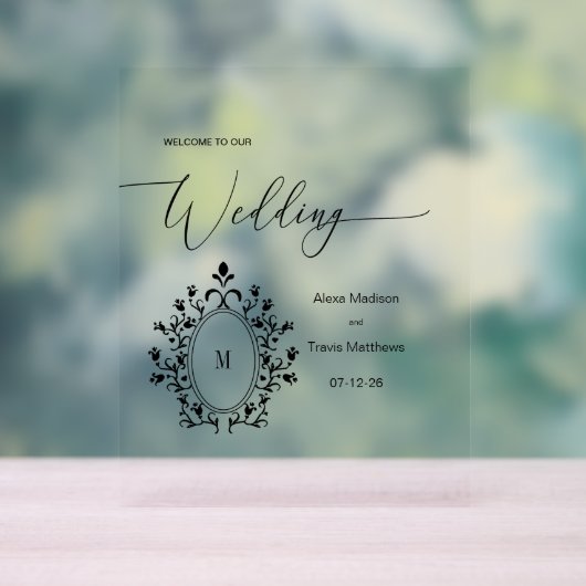 Personalized Minimal Monogram Wedding sign Acrylschild (Neutral)