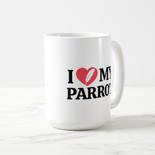 Personalized Minimal White Parrot Love Quote Kaffeetasse (VorderseiteRechts)
