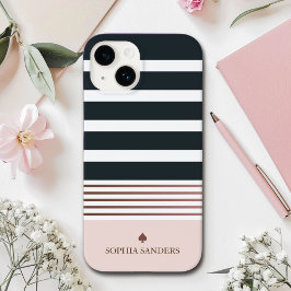 Personalized Minimalist Black Stripes Pattern Case-Mate iPhone 14 Hülle