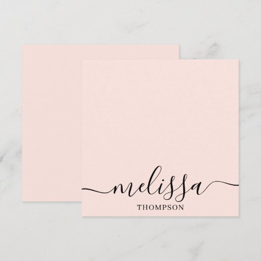Personalized Minimalist Calligraphy Script Pink Mitteilungskarte (Vorne/Hinten)