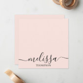 Personalized Minimalist Calligraphy Script Pink Mitteilungskarte (Vorderseite/Rückseite Beispiel)