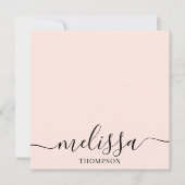 Personalized Minimalist Calligraphy Script Pink Mitteilungskarte (Vorderseite)
