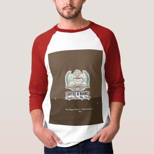 Personalized Minimalist Coffee & Books T-Shirt | E (Vorderseite)