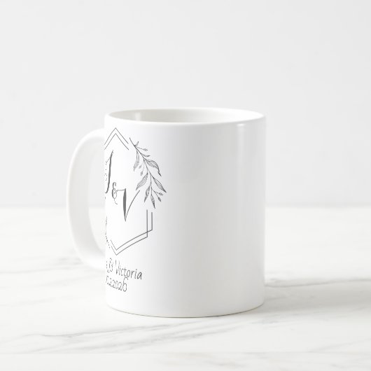 Personalized minimalist, couples initials wedding kaffeetasse (Vorderseite Links)