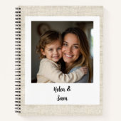 Personalized Minimalist Family Photo Faux Burlap Notizblock (Vorderseite)