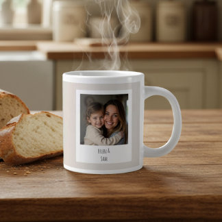 Personalized Minimalist Family Photo Soft Beige Jumbo-Tasse