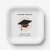 Personalized Minimalist Graduation Cap Party Pappteller (Vorderseite)