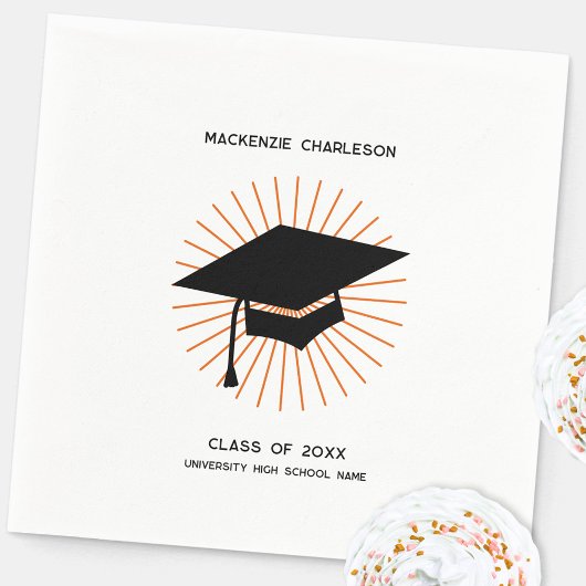 Personalized Minimalist Graduation Cap Party Serviette