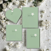 Personalized Minimalist Green Flower Notebook Notizblock