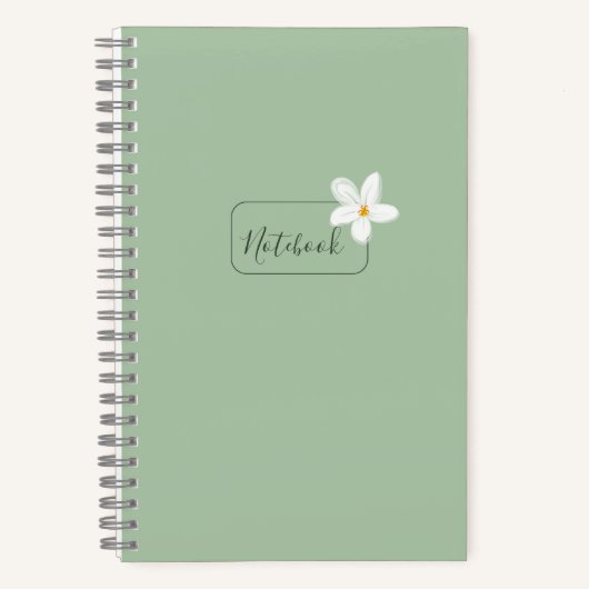 Personalized Minimalist Green Flower Notebook Notizblock (Vorderseite)