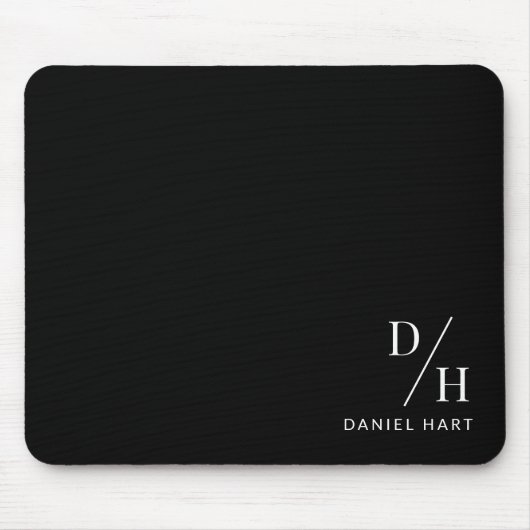 Personalized Minimalist Initial Name Black Mousepad (Vorne)
