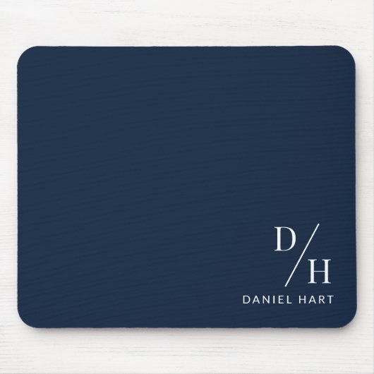 Personalized Minimalist Initial Name Navy Blue Mousepad (Vorne)