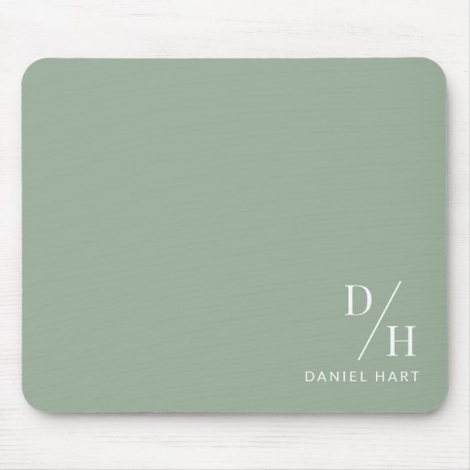 Personalized Minimalist Initial Name Sage Green Mousepad (Vorne)
