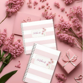 Personalized Minimalist Pink Floral Notebook Notizblock