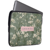Personalized Minimalist Sage Floral Art  Laptopschutzhülle (Vorne Rechts)