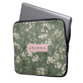 Personalized Minimalist Sage Floral Art  Laptopschutzhülle (Vorderseite Links)