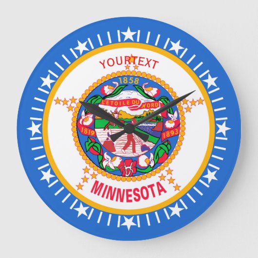 Personalized Minnesota State Flag Design Große Wanduhr (Vorderseite)