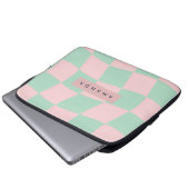 Personalized Mint Green and Blush Pink Checkered Laptopschutzhülle (Vorne Knopf)
