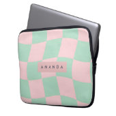 Personalized Mint Green and Blush Pink Checkered Laptopschutzhülle (Vorderseite Links)